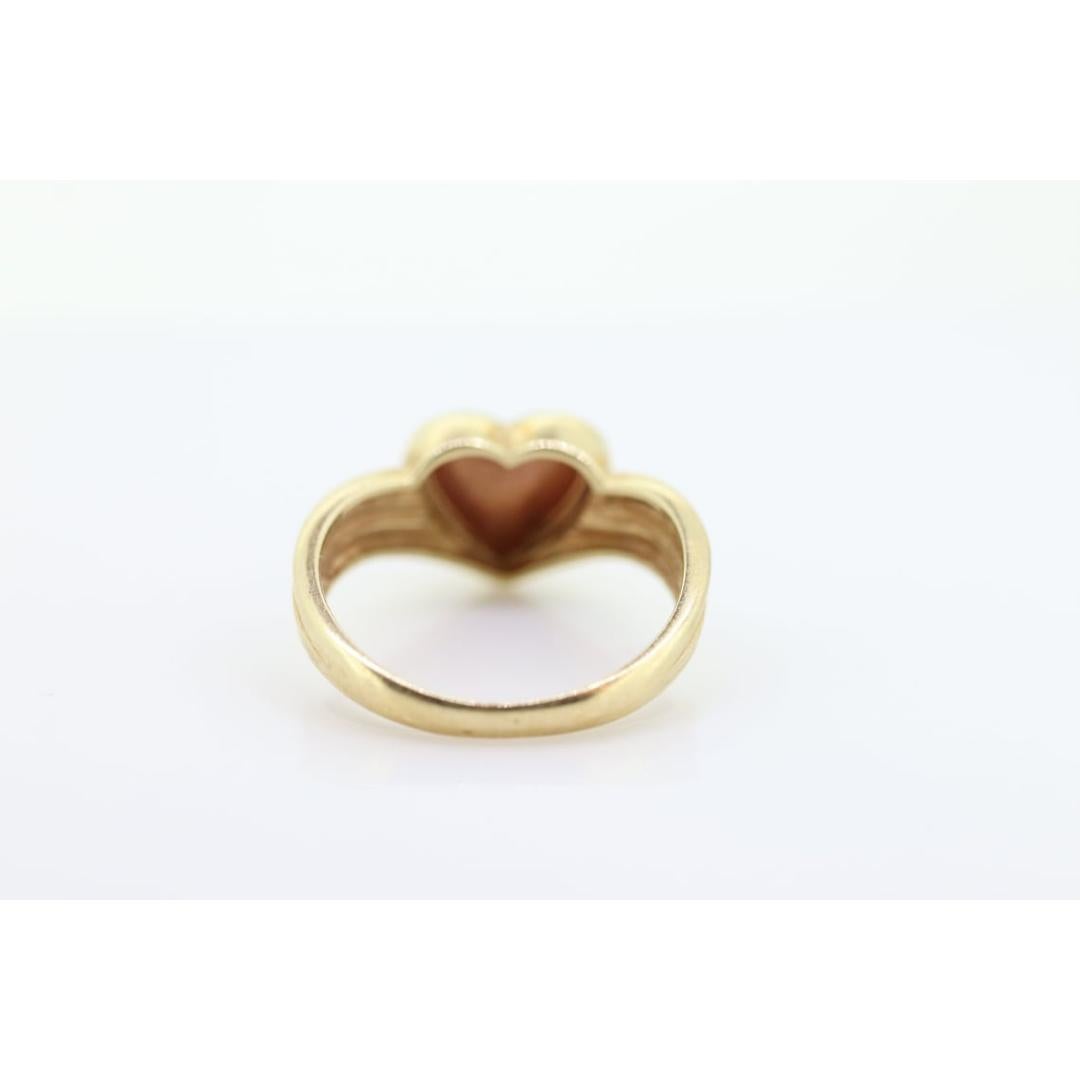 Bague cœur 10k, bague de promesse en cœur texturé 10k. Or rose et jaune 10k. Mignon en vente 3