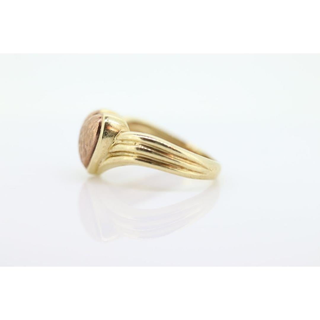 Bague cœur 10k, bague de promesse en cœur texturé 10k. Or rose et jaune 10k. Mignon en vente 4