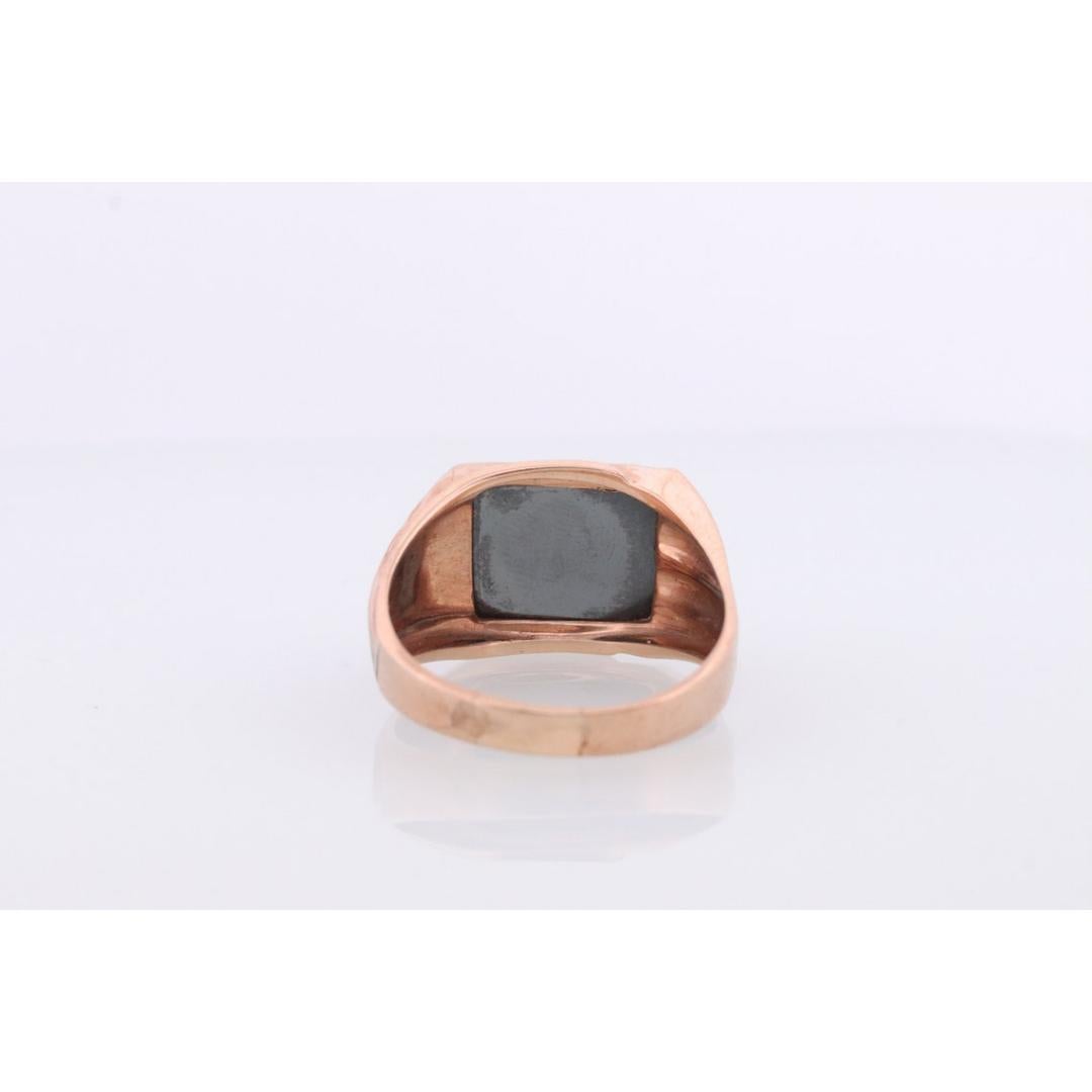 10k Hematite Intaglio Roman Greek soldier, Centurion Mirror Double Signet Ring. For Sale 1