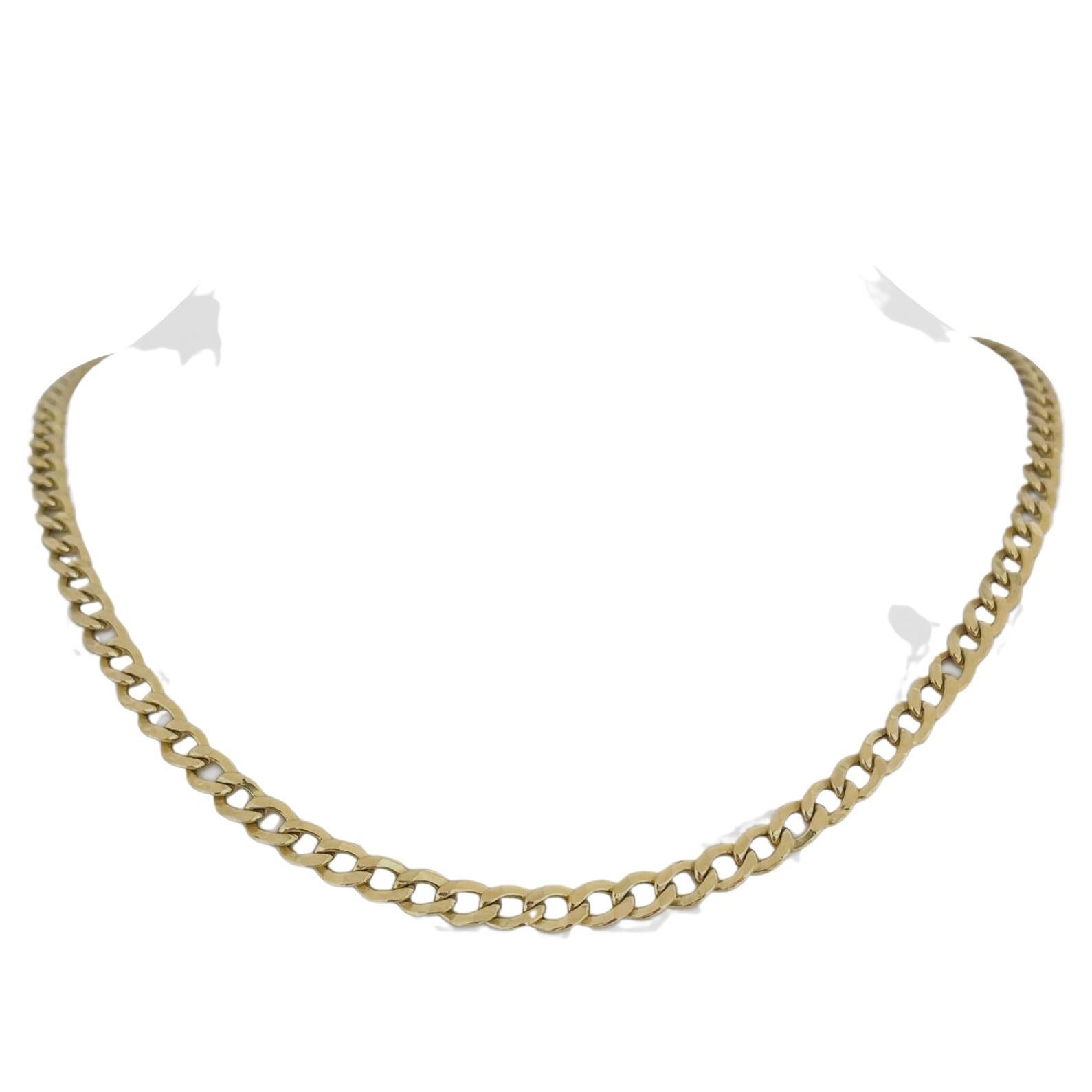 10k Karat Yellow Gold  Hollow Light Curb Link Chain Necklace Turkey For Sale