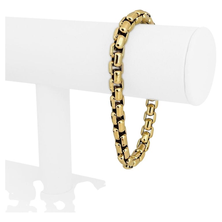10k Karat Yellow Gold Solid Heavy Men's Box Link Chain Bracelet For