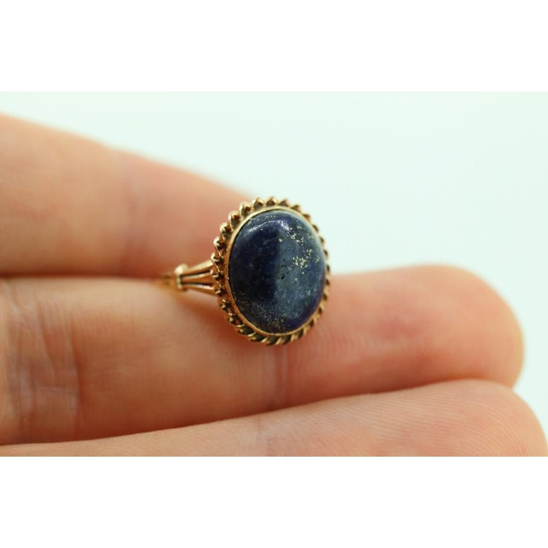 10k Lapis Lazuli Ring. Budlong, Dockert & Armstrong BDA Oval Cabochon Lapis For Sale 6