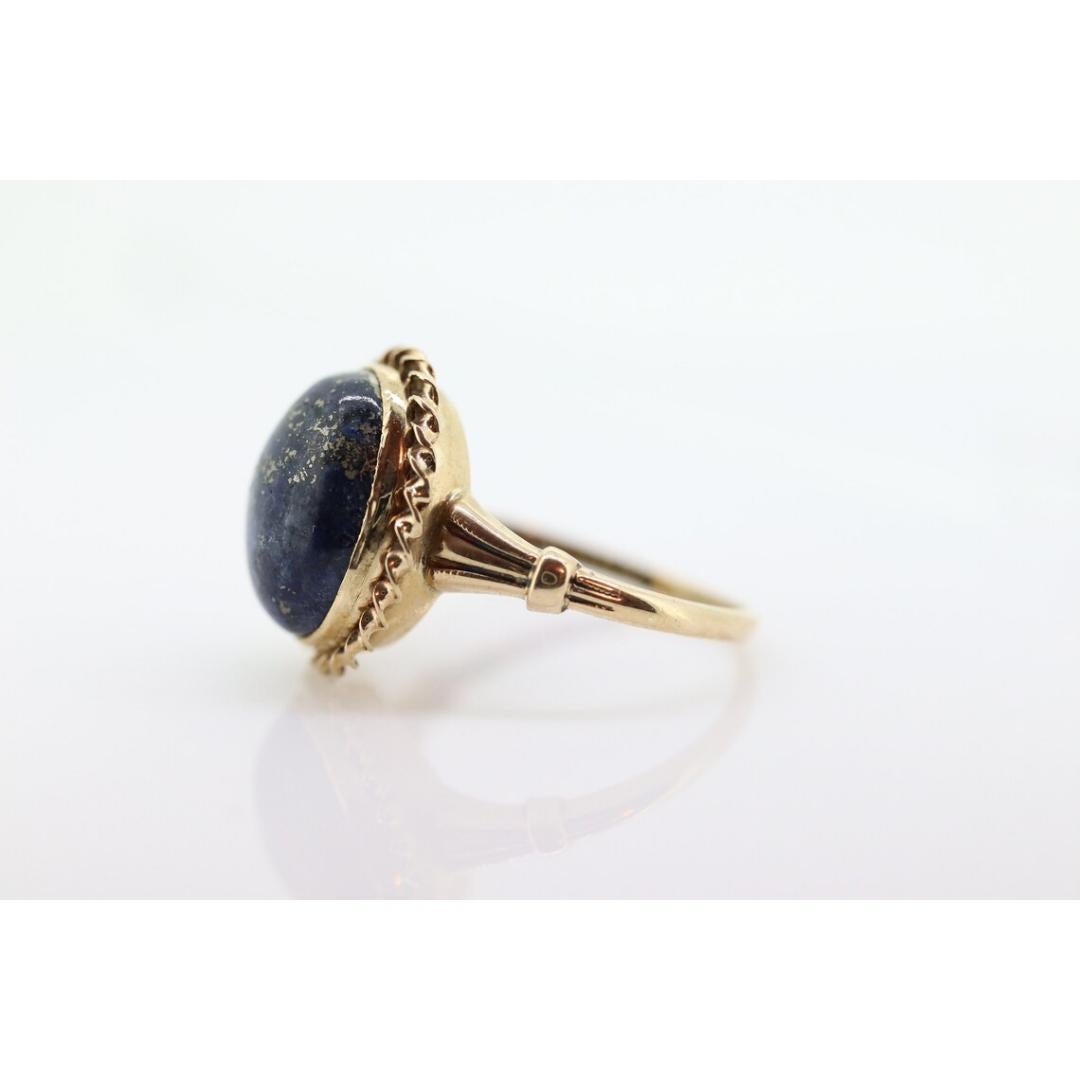 10k Lapis Lazuli Ring. Budlong, Dockert & Armstrong BDA Oval Cabochon Lapis For Sale 3