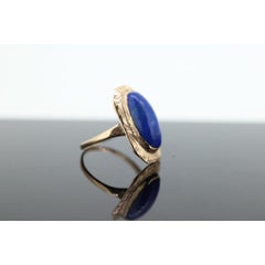 10k Lapis Lazuli Ring. Oval Cabochon Lapis bezel set into bezel setting. unique