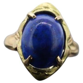 10k Lapis Lazuli Ring. Oval Cabochon Lapis bezel set into bezel setting. unique
