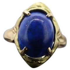 10k Lapis Lazuli Ring. Oval Cabochon Lapis bezel set into bezel setting. unique