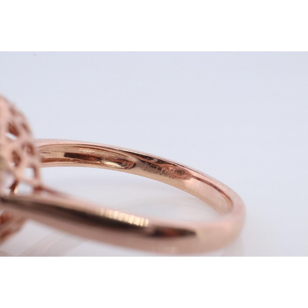 10k Morganite and White Sapphire Halo ring. Rose Gold Round Morganite Diamond 1
