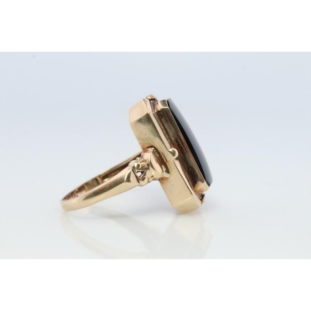 10k Onyx and Cameo Diamond Reversible Ring. Victorian Locket / Reverso Ring. 5