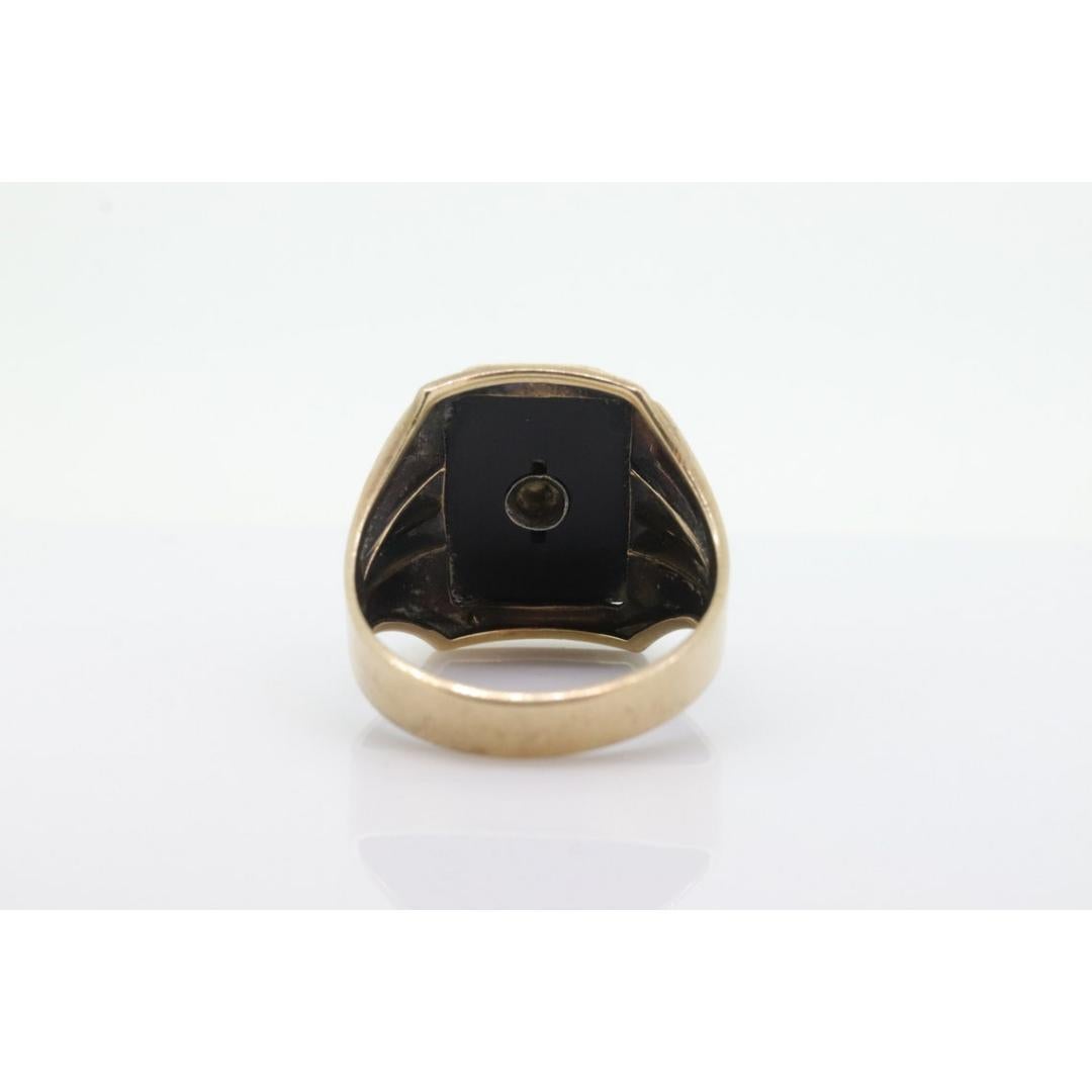 10k ONYX und Diamant Siegelring. 5,5gram schwerer Herren Onyx und Diamant Dunkel geschwärzt 2