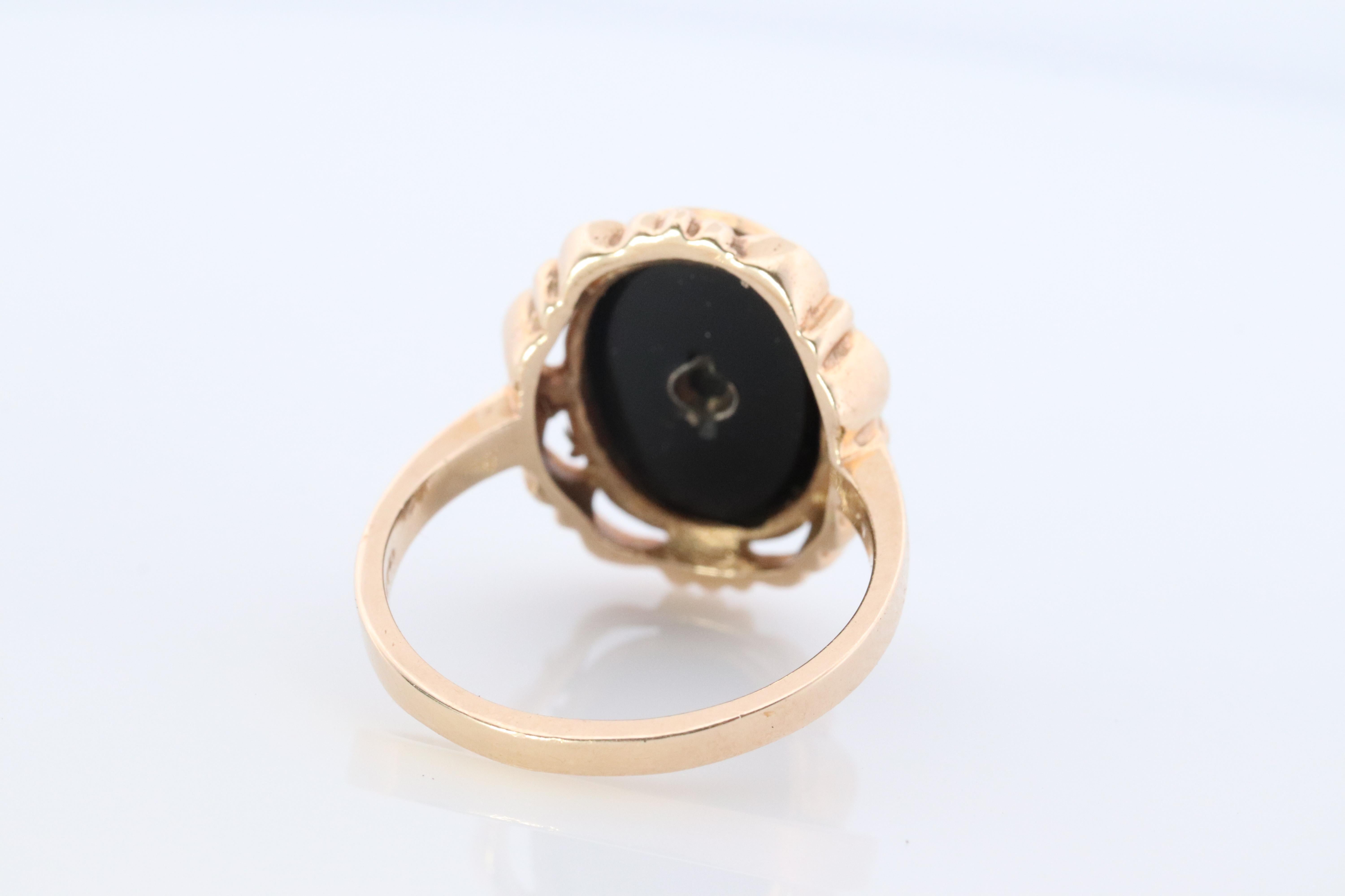 10k ONYX Diamond ring. Onyx 10k yellow gold ring. Vintage Victorian Onyx 1