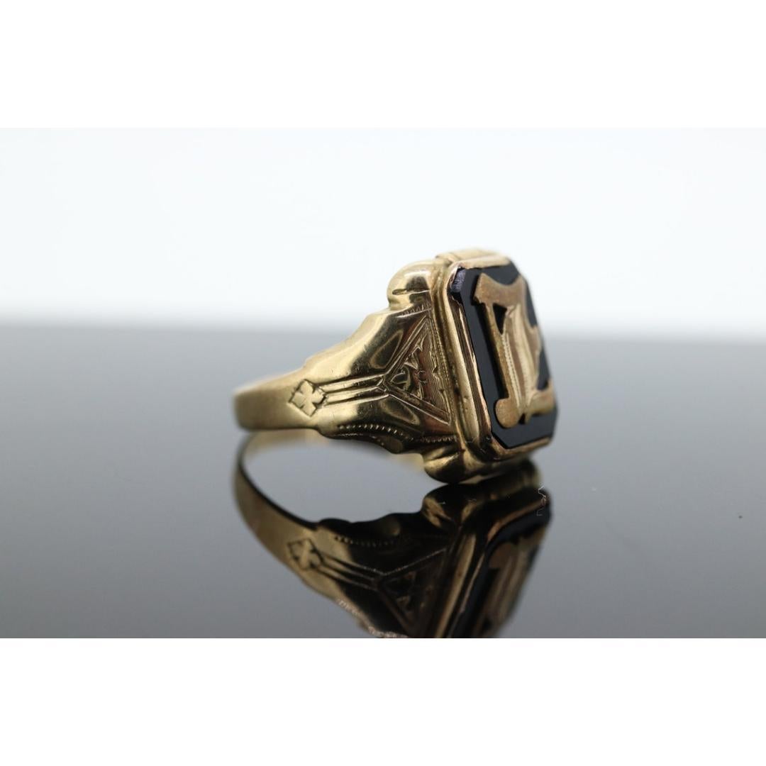Anello A.E.L. 10k. Anello 10k Lettera L o E. Calligrafia A.E.L. in vendita 1