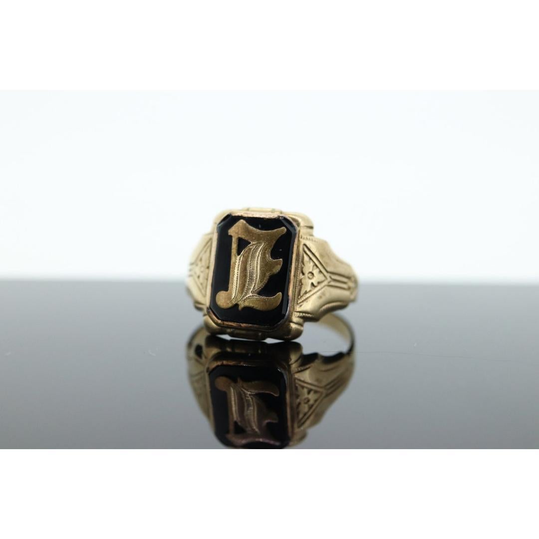 Anello A.E.L. 10k. Anello 10k Lettera L o E. Calligrafia A.E.L. in vendita 2