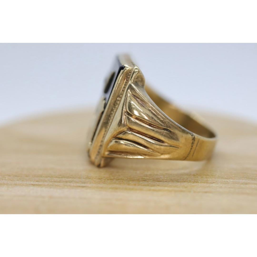 10k ONYX M N oder W Ring. 10k Buchstabe M oder N oder W Statement-Ring. Kalligraphie im Angebot 3