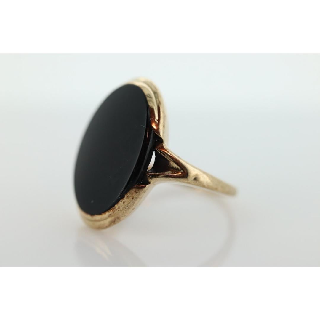 Anello ONYX da 10k. Anello con castone in onice ovale sottile. Vintage anni '30. Lutto in vendita 5