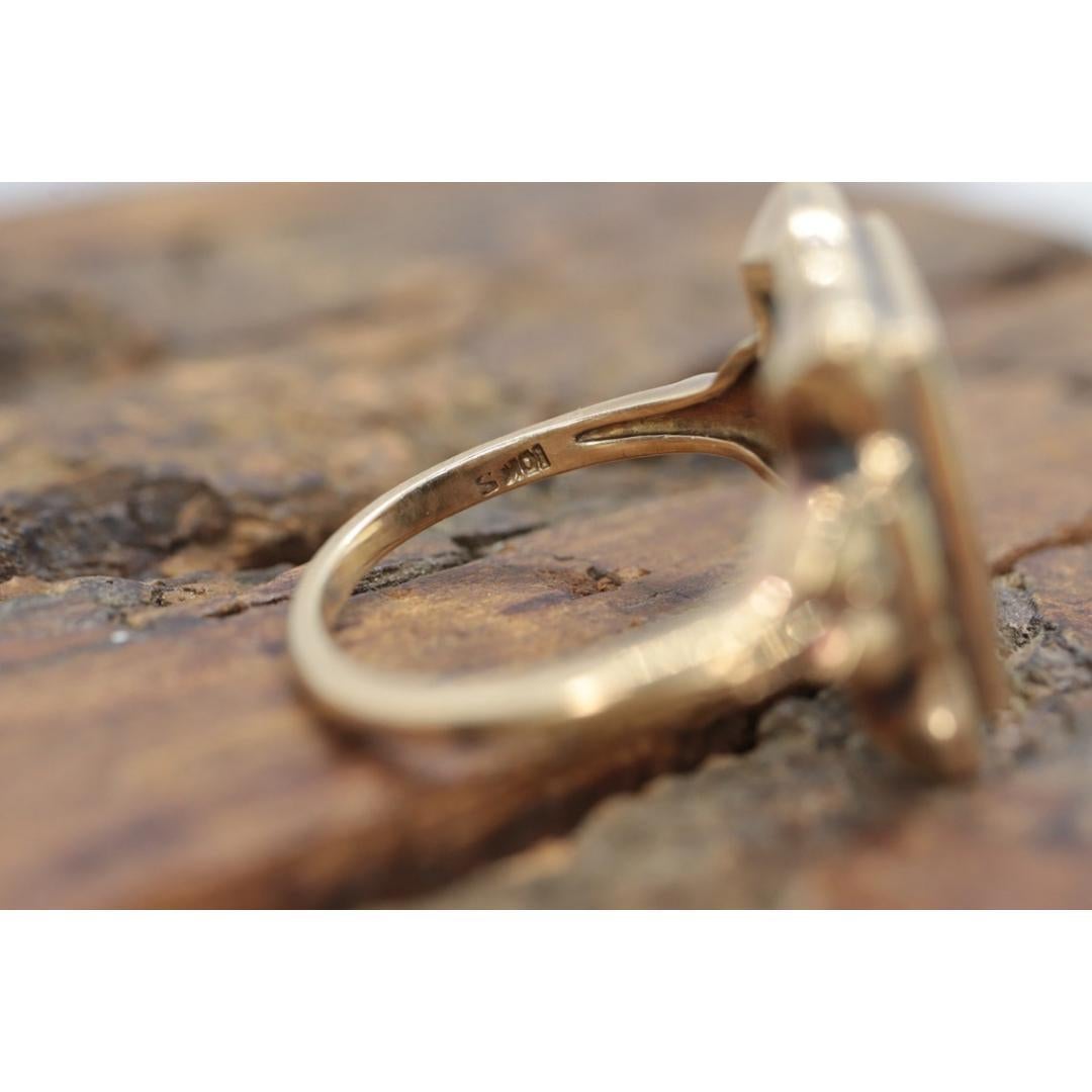 10k ONYX Ring. Moderner und schlanker rechteckiger Bilderrahmen-Signetring aus Onyx. Sz 6.25 1