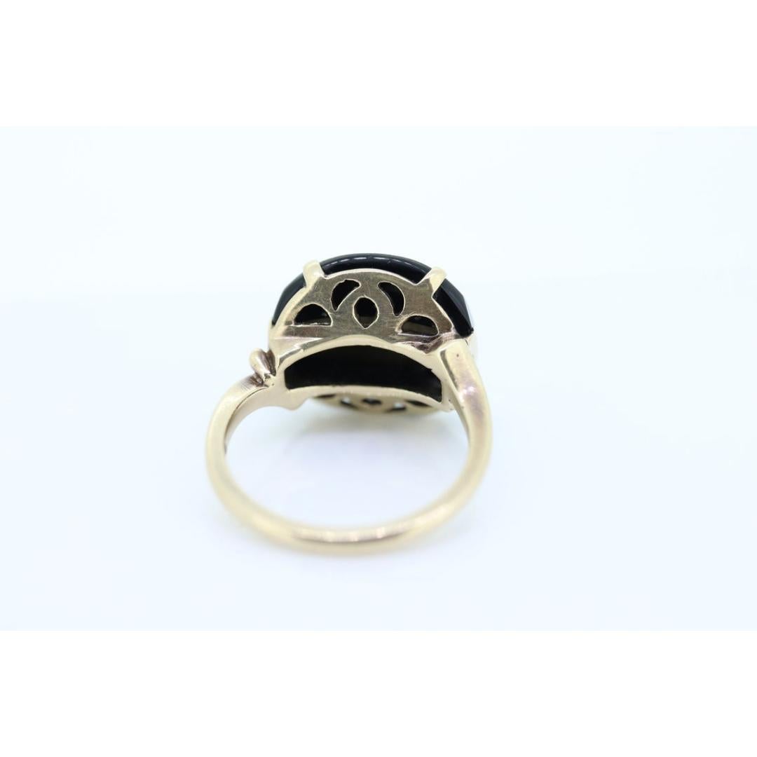 10k ONYX ring. Onyx Sterling Silver 10k gold ring. Sterling Silver Dome Modern For Sale 2