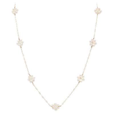 Diamond Cluster Station Necklace For Sale at 1stDibs