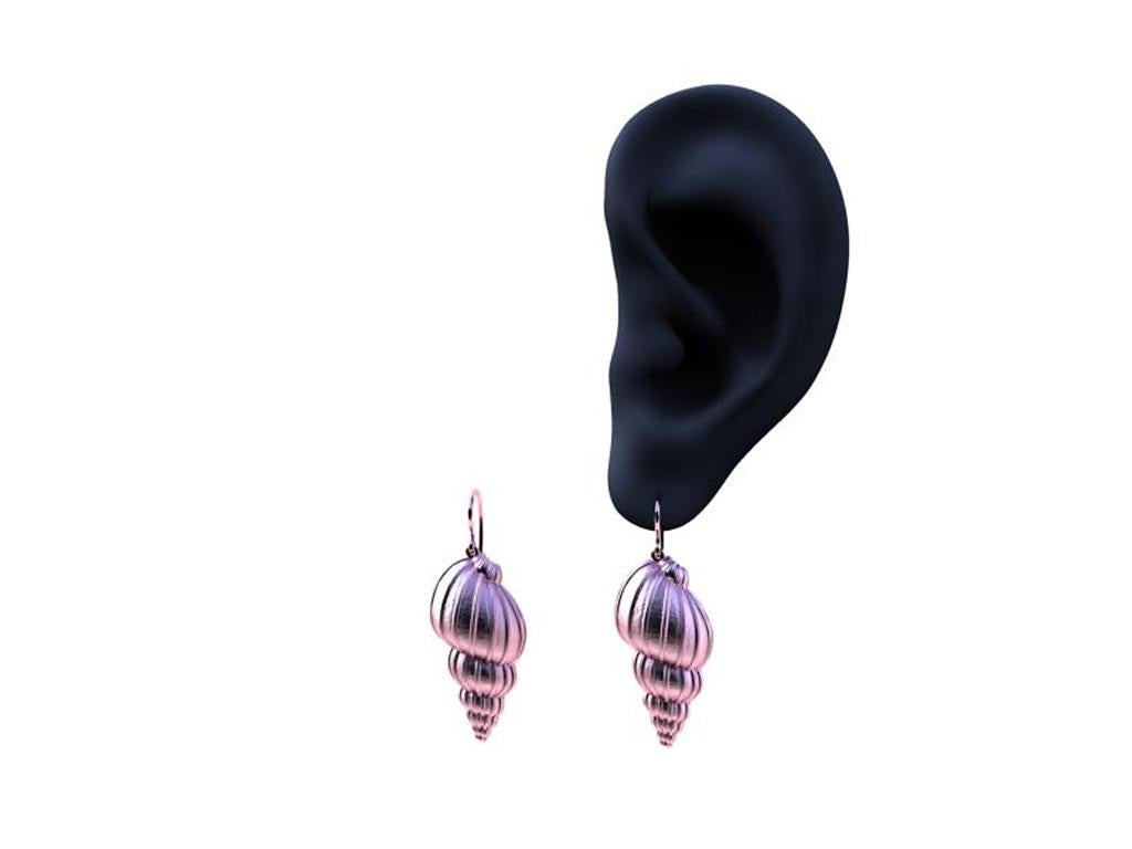 Contemporary 10 Karat Pink Gold Bulbous Shell Earrings For Sale