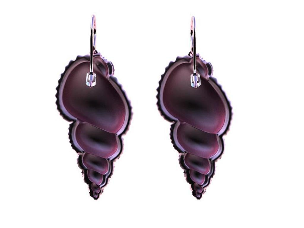 10 Karat Pink Gold Bulbous Shell Earrings In New Condition For Sale In New York, NY