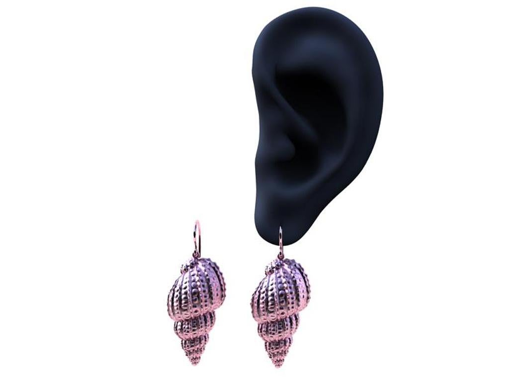 10 Karat Pink Gold Polka Dot Shell Earrings In New Condition For Sale In New York, NY