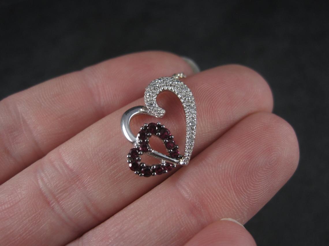 Women's 10K Pink Sapphire Diamond Heart Pendant For Sale