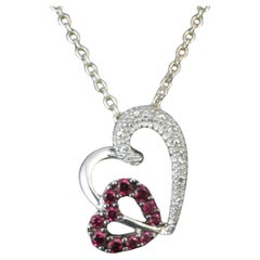 10K Pink Sapphire Diamond Heart Pendant