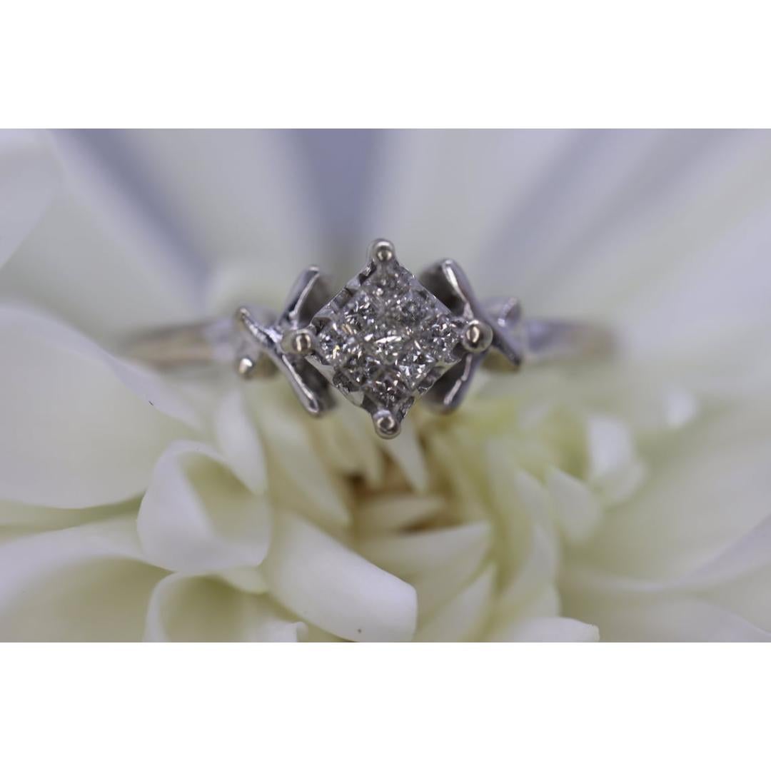 De las mujeres 10k Princesa DIAMANTE racimo ilusión anillo solitario.cuadrado diamante PAVE príncipes en venta
