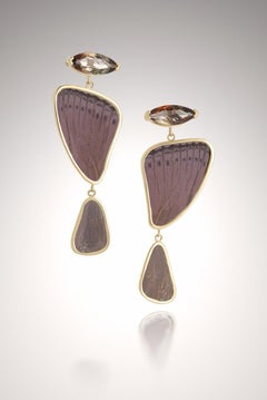 10K Purple Butterfly and Andalusite 3.05 CTW Earrings