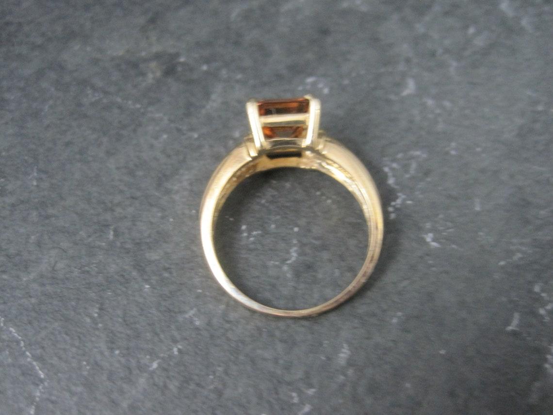 Modern 10K Red Orange Topaz Ring Size 6 For Sale