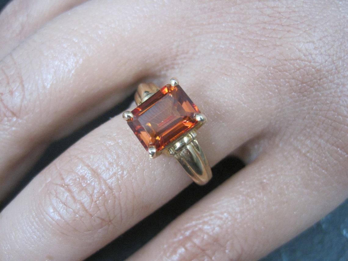 10K Red Orange Topaz Ring Size 6 For Sale 1
