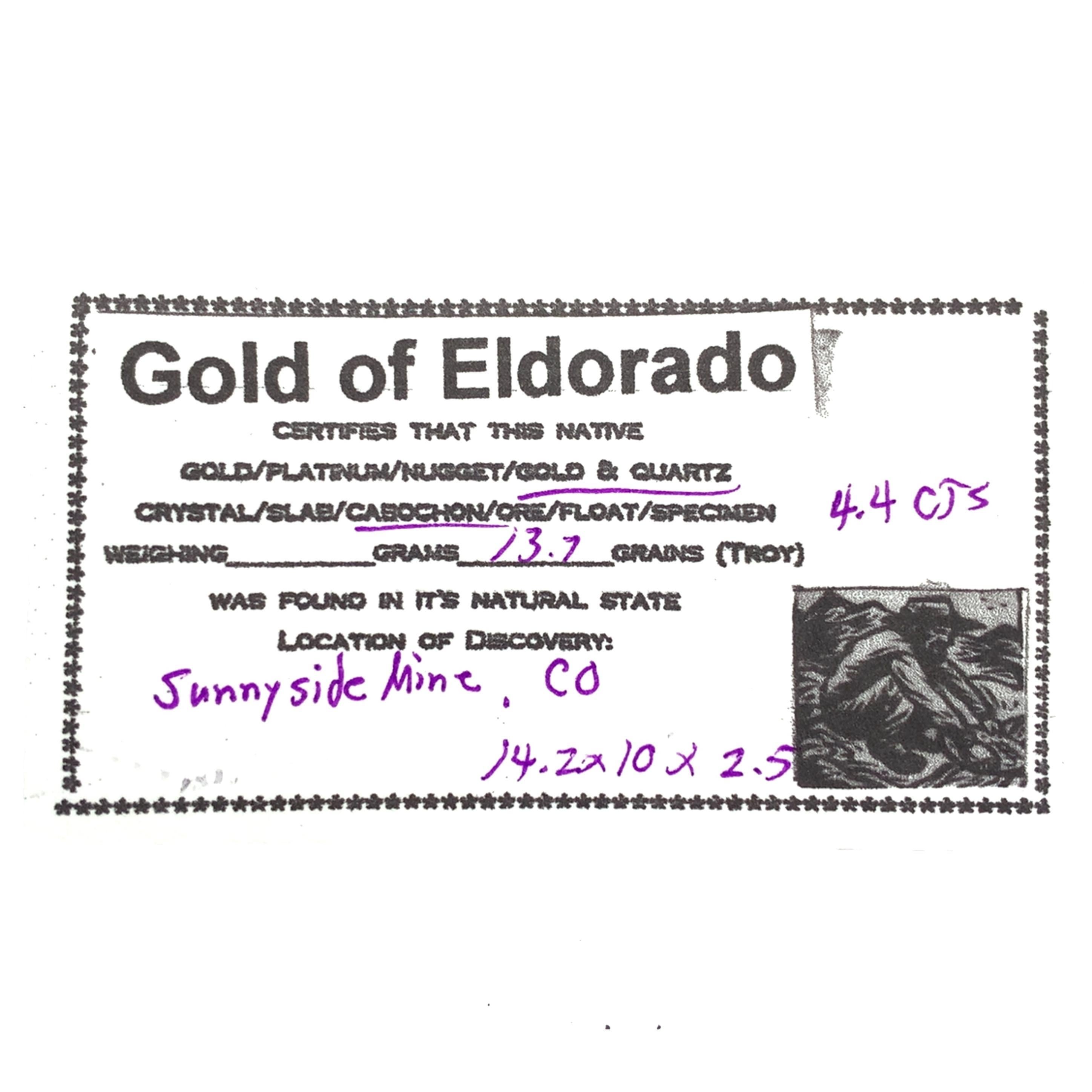 10K Ring mit 3,01 Karat Gold Vein Quarz, abgebaut in Colorado, Größe 6,5 im Angebot 8
