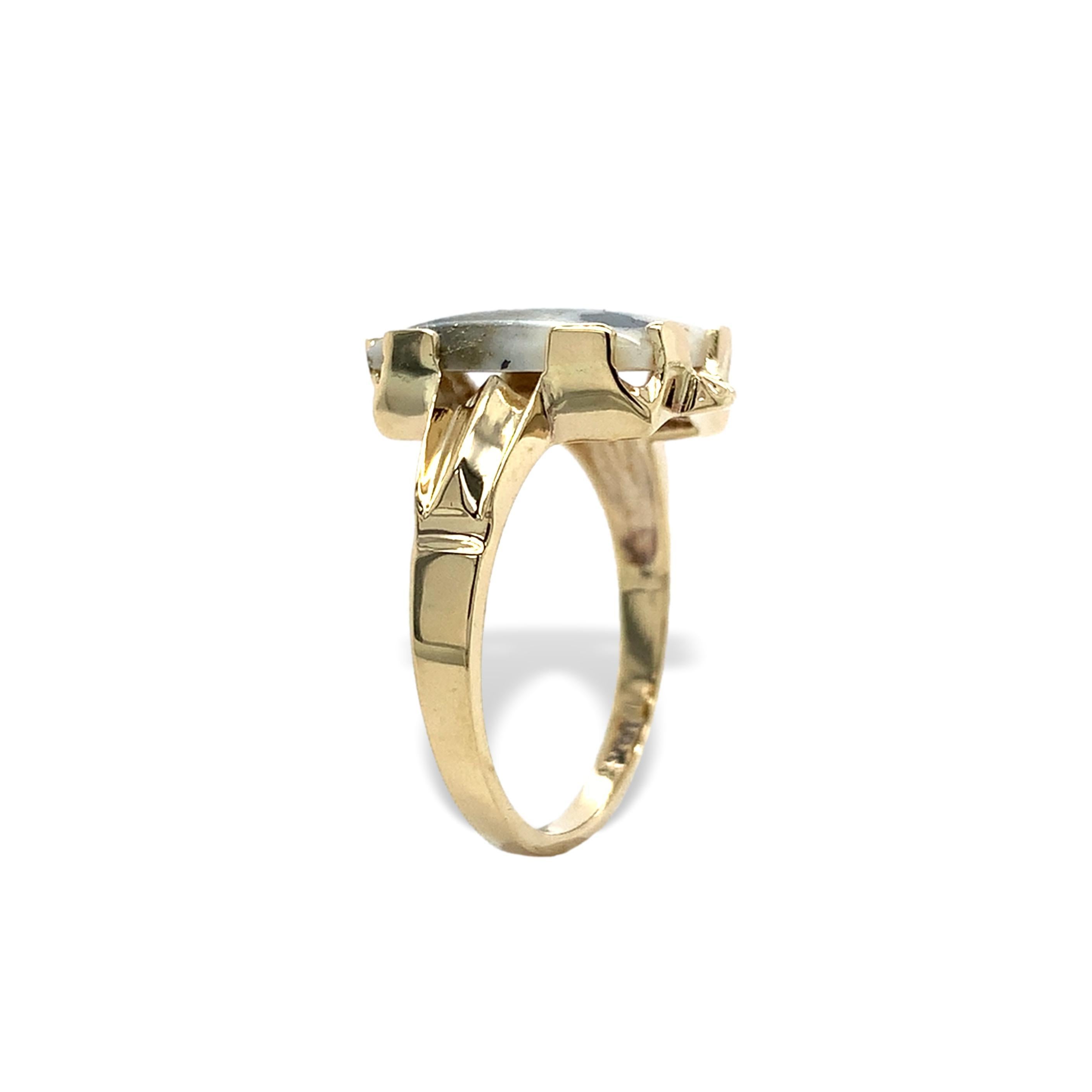 10K Ring mit 3,01 Karat Gold Vein Quarz, abgebaut in Colorado, Größe 6,5 (Carréeschliff) im Angebot