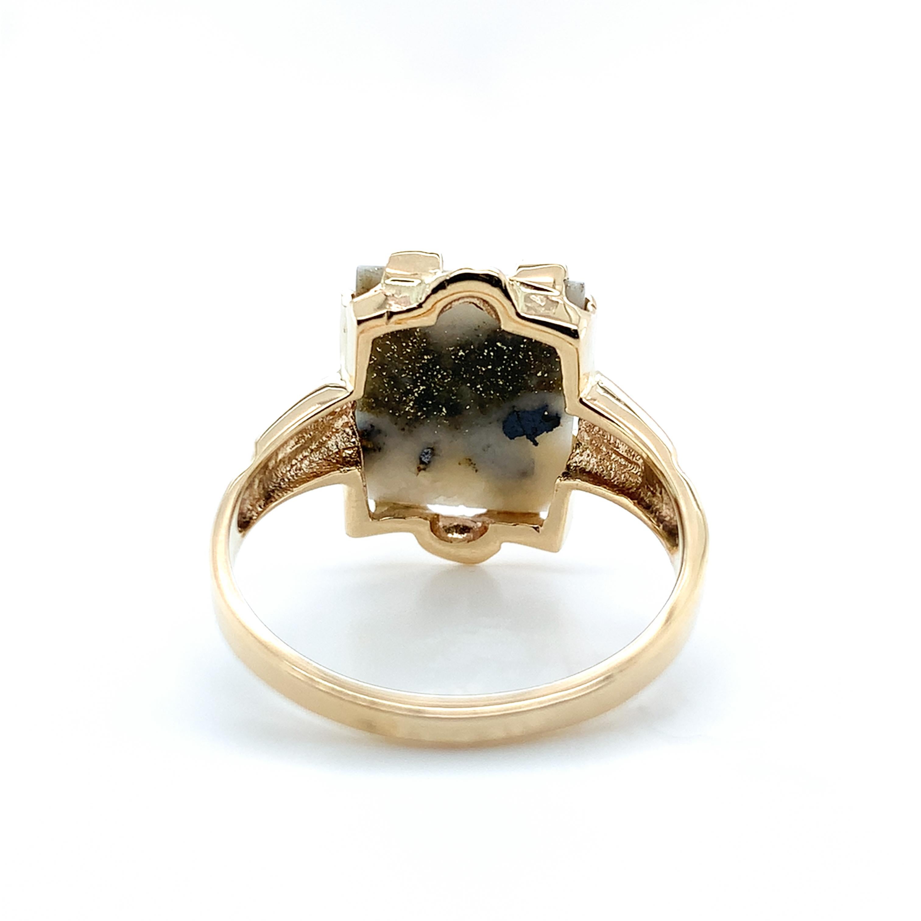 10K Ring mit 3,01 Karat Gold Vein Quarz, abgebaut in Colorado, Größe 6,5 Damen im Angebot