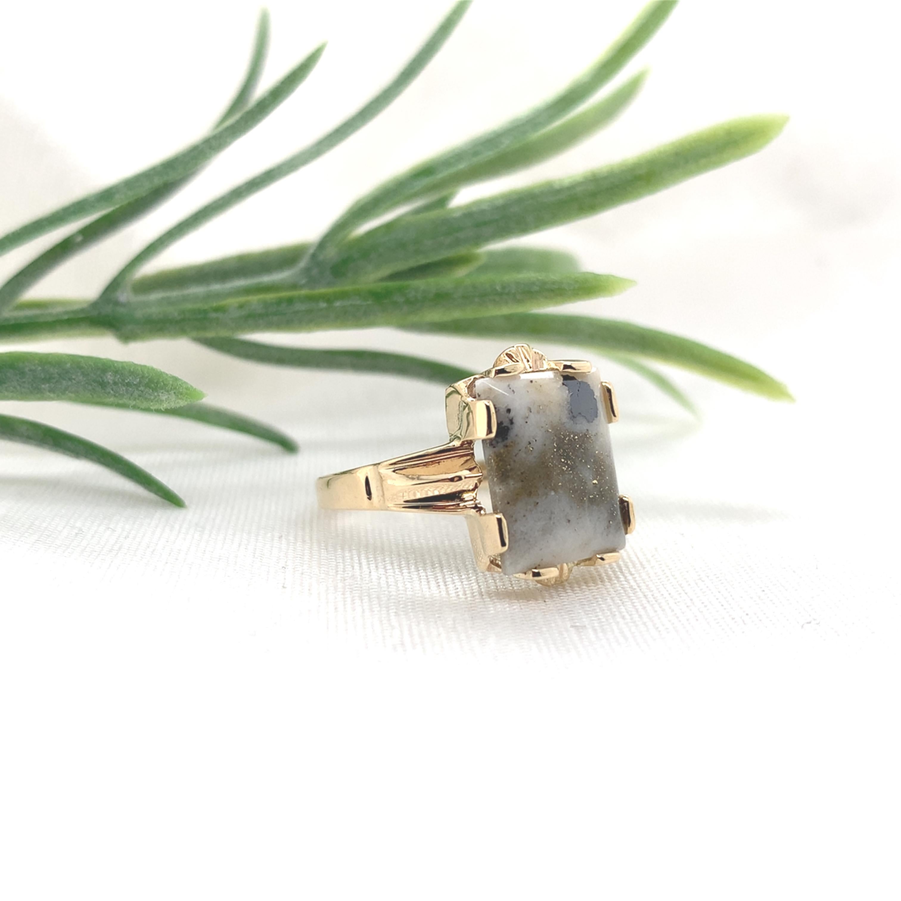 10K Ring mit 3,01 Karat Gold Vein Quarz, abgebaut in Colorado, Größe 6,5 im Angebot 2