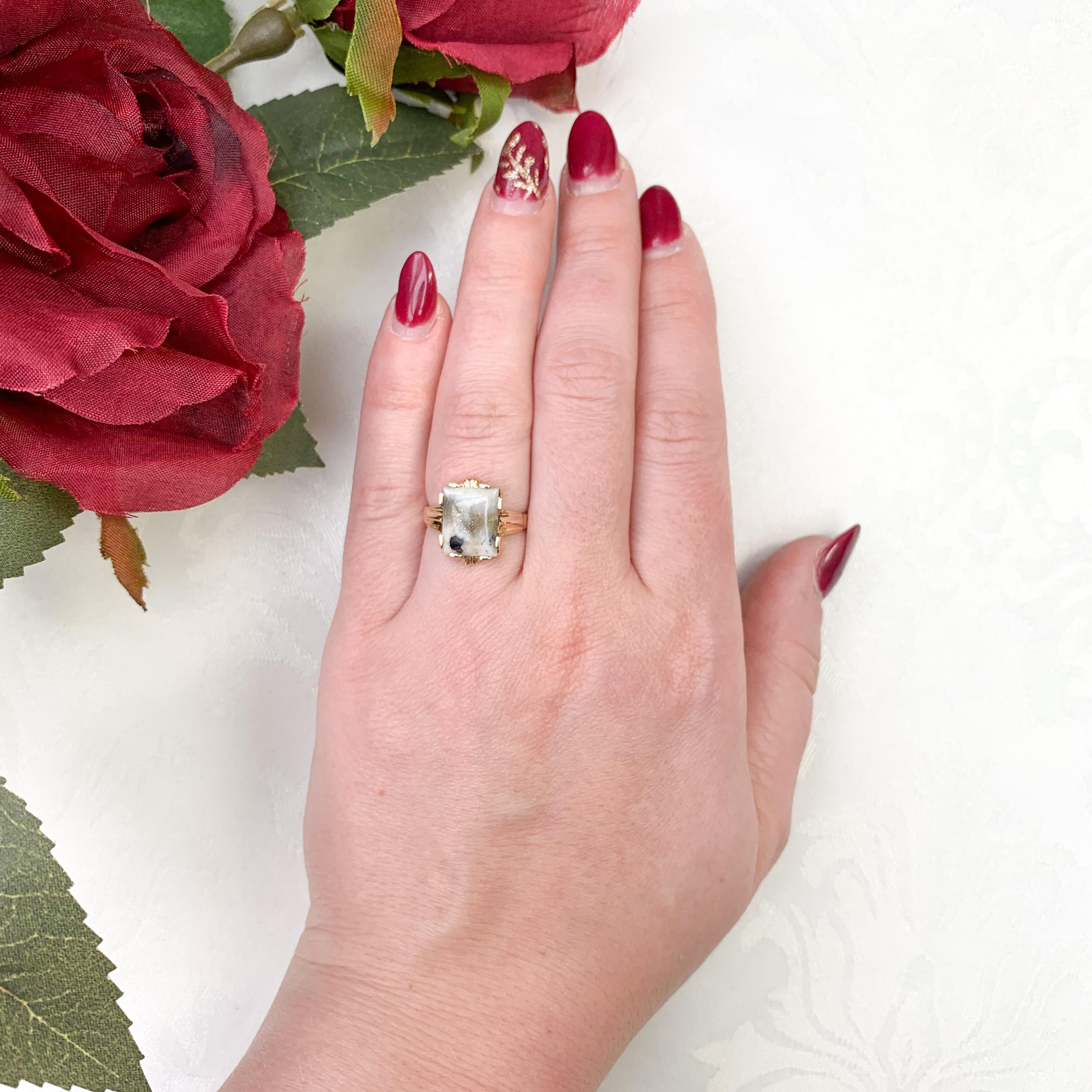 10K Ring mit 3,01 Karat Gold Vein Quarz, abgebaut in Colorado, Größe 6,5 im Angebot 3