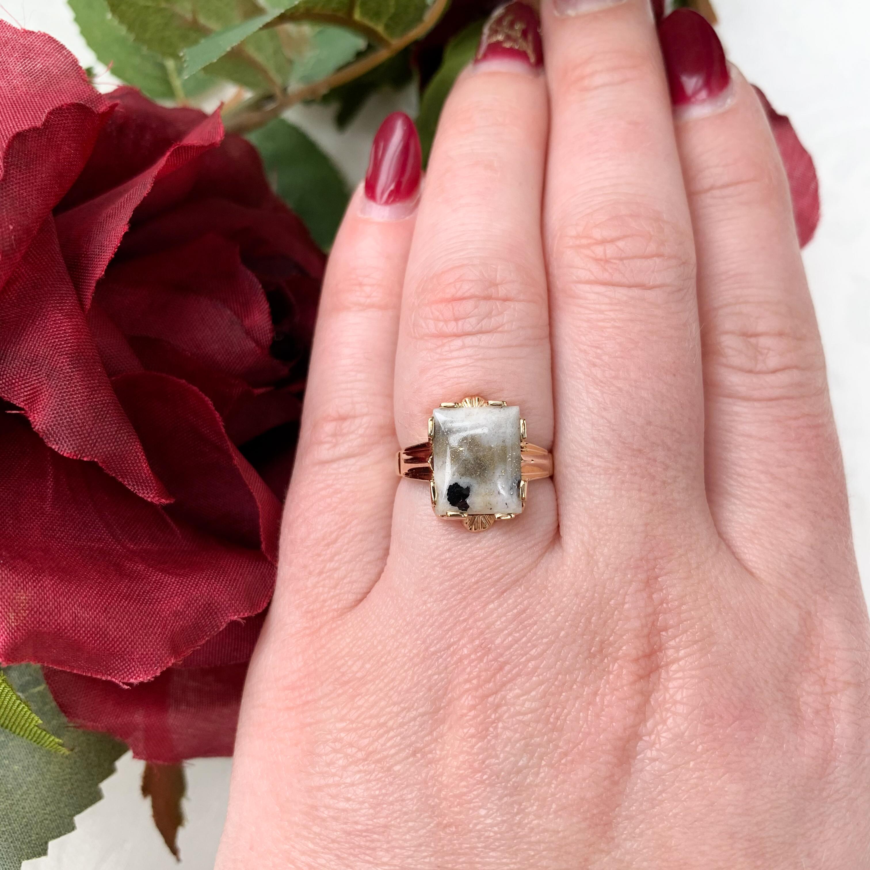 10K Ring mit 3,01 Karat Gold Vein Quarz, abgebaut in Colorado, Größe 6,5 im Angebot 4