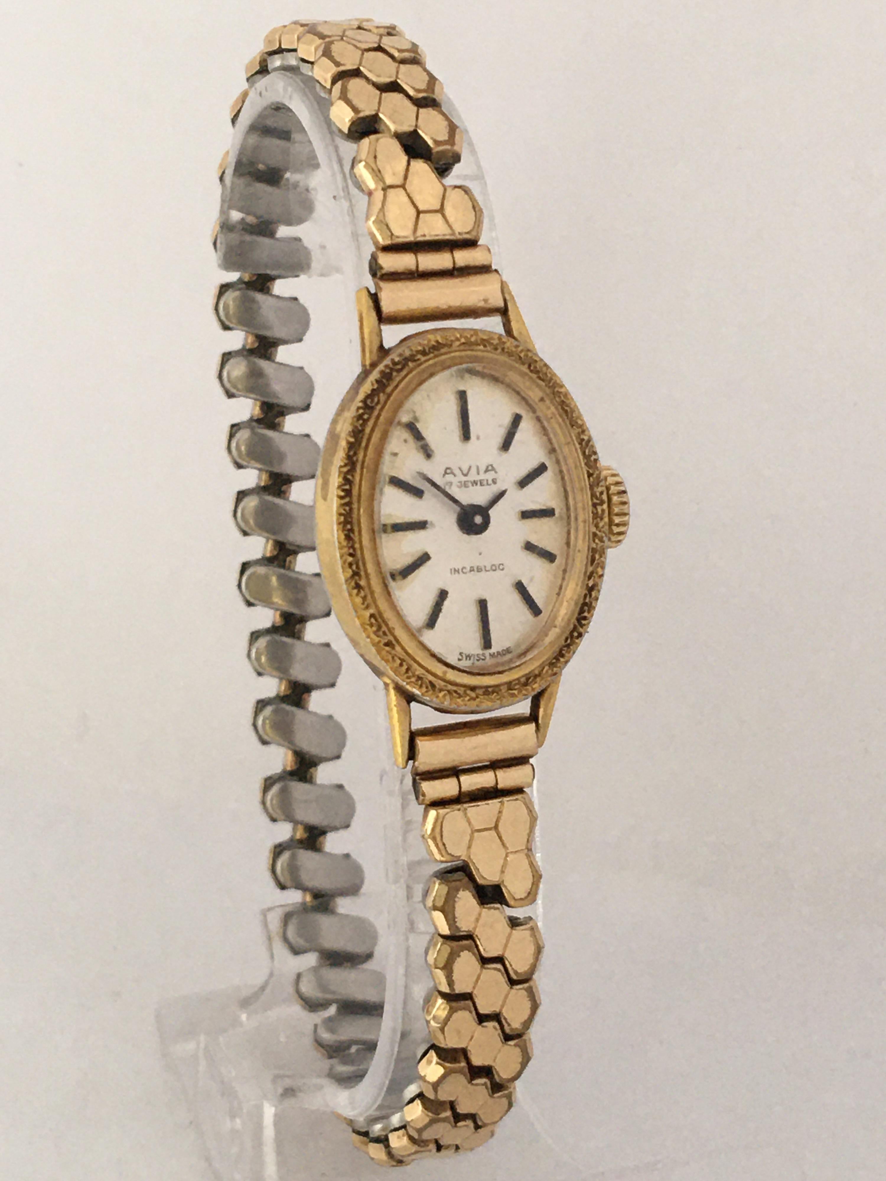 10K Rolled Gold/Stainless Steel Back Vintage 1970s Avia Ladies Mechanical Watch 6