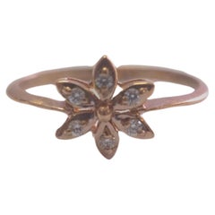 10K Rose Gold 0.07ct Diamond Flower Motif Ring