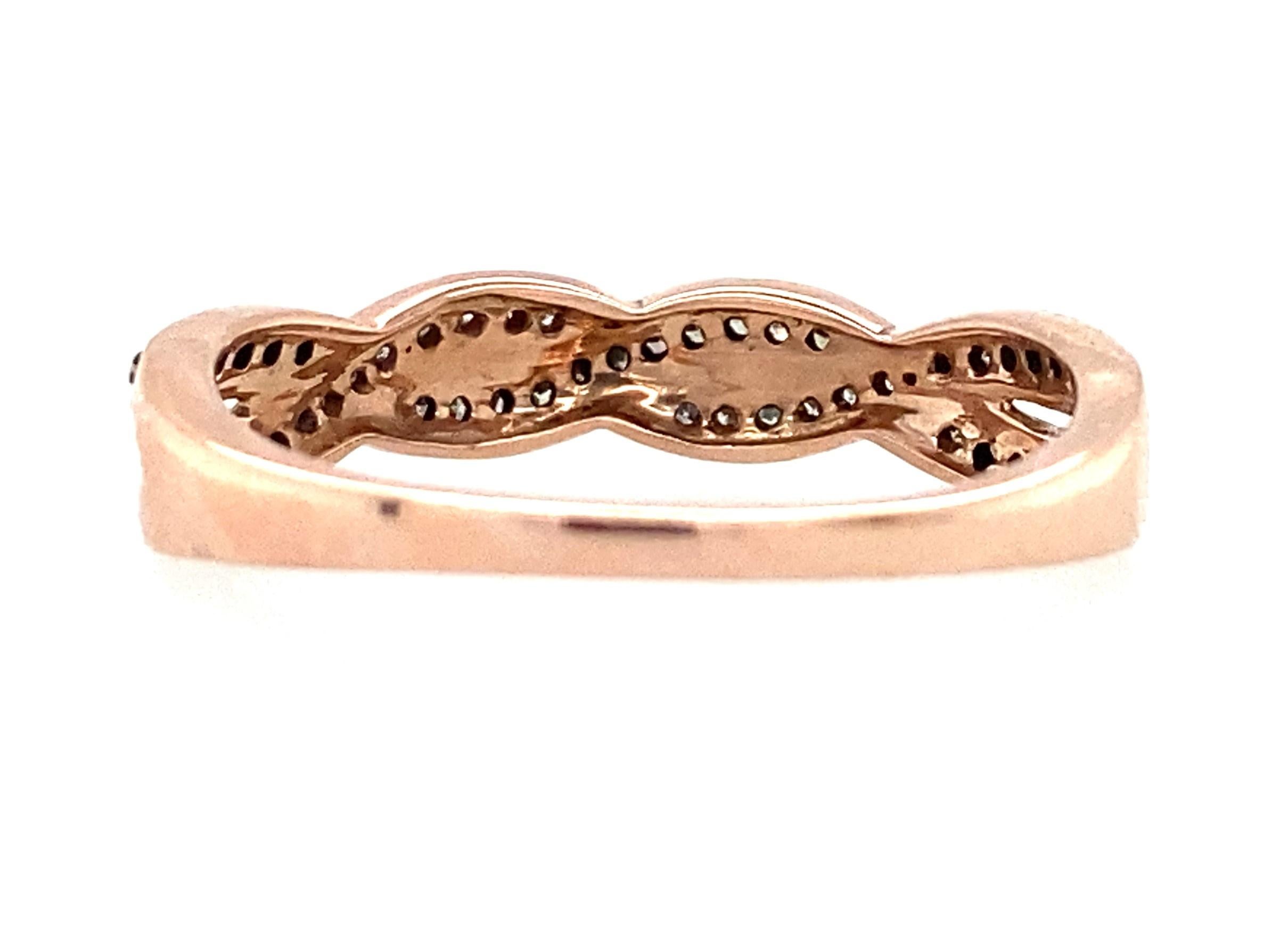 10K Roségold 0,51TCW gedrehter Ring mit schokoladenbraunem und weißem Diamanten Herren