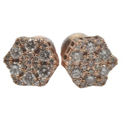 10K Rose Gold 0.54ct Round Diamond Stud Snowflake Earrings