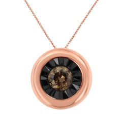 Halskette mit Solitär-Anhänger, 10 Karat Roségold 1/10 Karat Diamant in Lünettenfassung