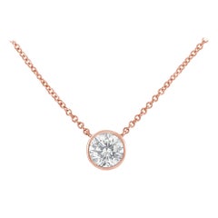 Halskette mit Solitär-Anhänger, 10 Karat Roségold 1/2 Karat Diamant in Lünettenfassung