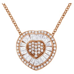 10K Rose Gold 1/2 Carat Diamond Heart Pendant Necklace