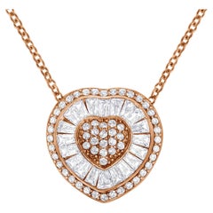 Collana con ciondolo a cuore in oro rosa 10K con diamante da 1/2 carato