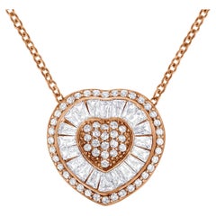 Collier pendentif cœur en or rose 10 carats avec diamants de 1/2 carat