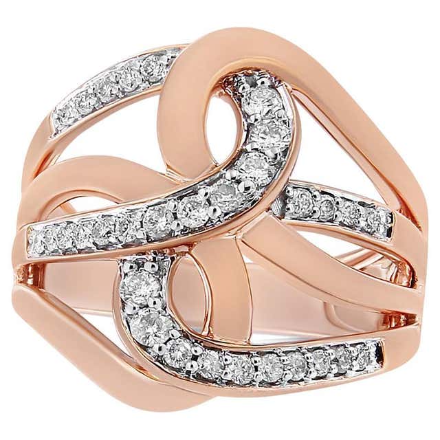 10K Rose Gold 1/2 Carat Round-Cut Diamond Intertwined Multi-Loop ...