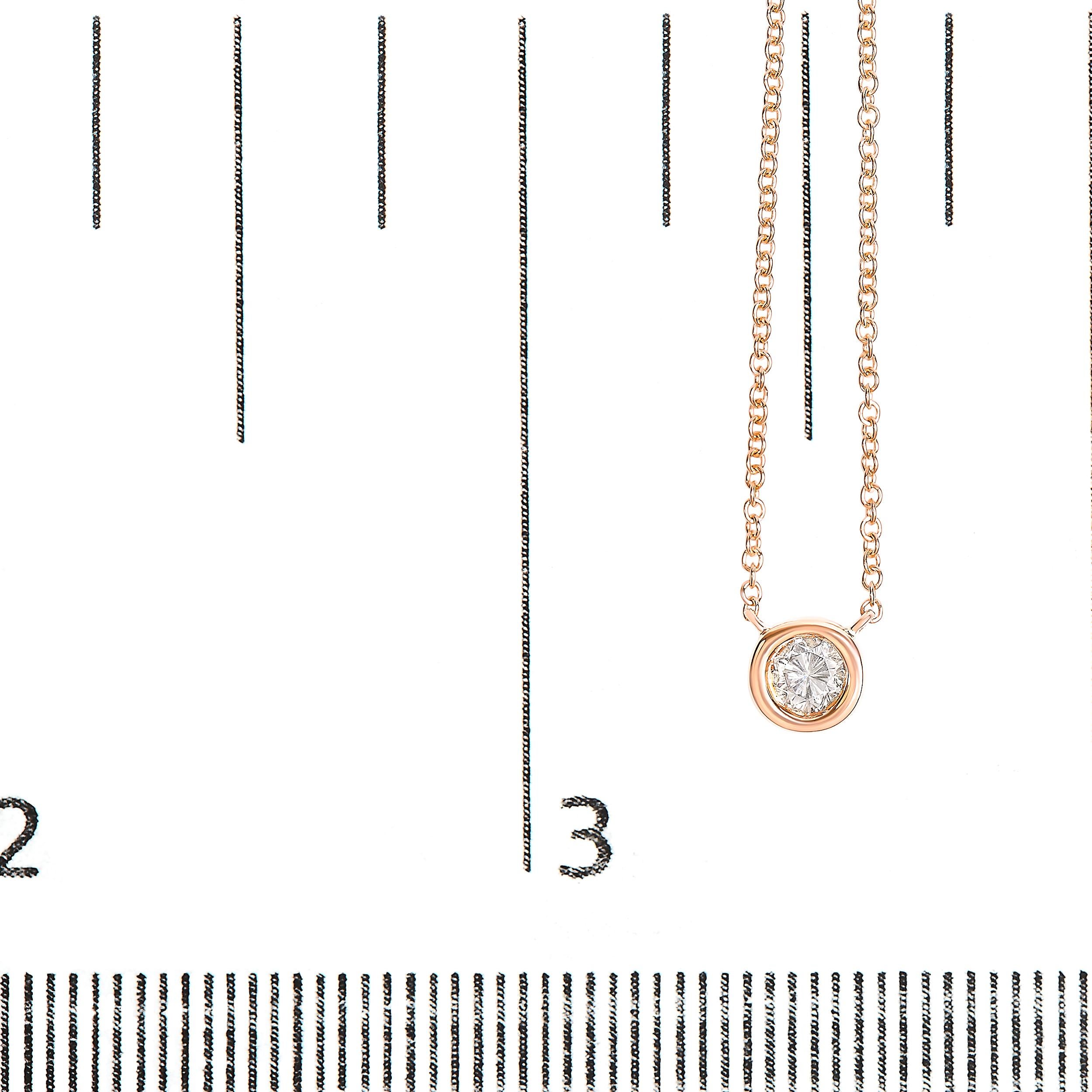 10K Rose Gold 1/2 Cttw Brilliant-Cut Diamond Modern Solitaire Pendant Necklace In New Condition For Sale In New York, NY