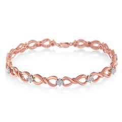 10K Rose Gold 1/2 Carat Diamond Cluster and Infinity Weave Link Bracelet
