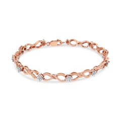 10K Rose Gold 1/2 cttw Diamond Cluster and Infinity Weave Link Bracelet