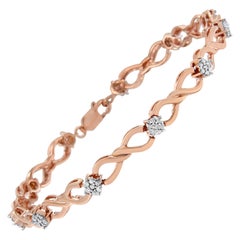 10K Roségold 1/2 cttw Diamant-Cluster und Unendlichkeitsgewebe-Gliederarmband